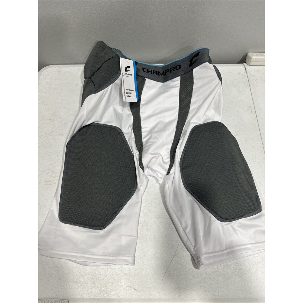 CHAMPRO Tri-Flex 5-Pad Integrated Girdle, WHITE , GREY INSET, Adult X-Large XL